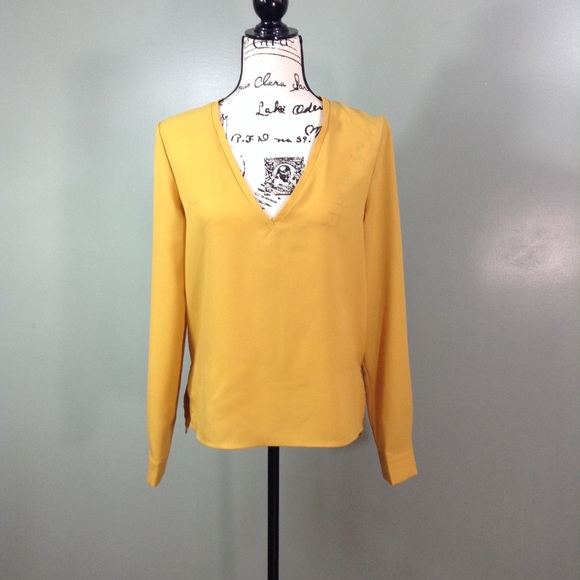 Yellow V- Neck Blouse - Picture 2 of 3